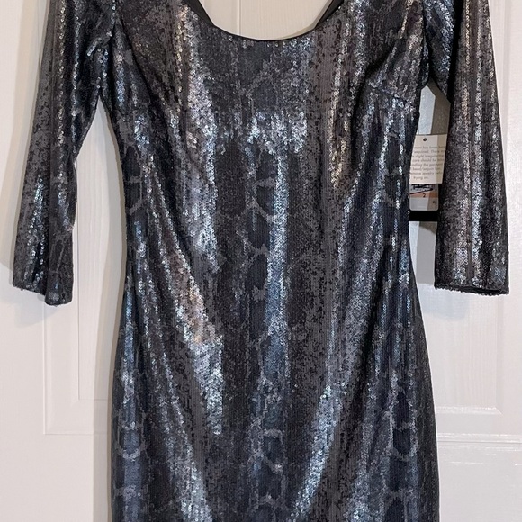 NWT Guess Los Angeles Sequined Sexy Evening Club Dress in Pewter (2) - Picture 11 of 15